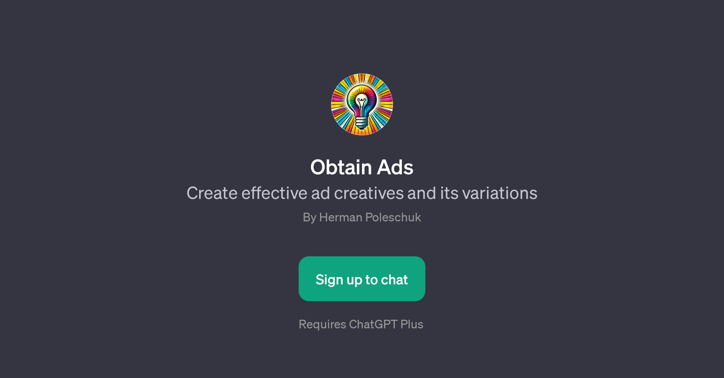 Obtain Ads website