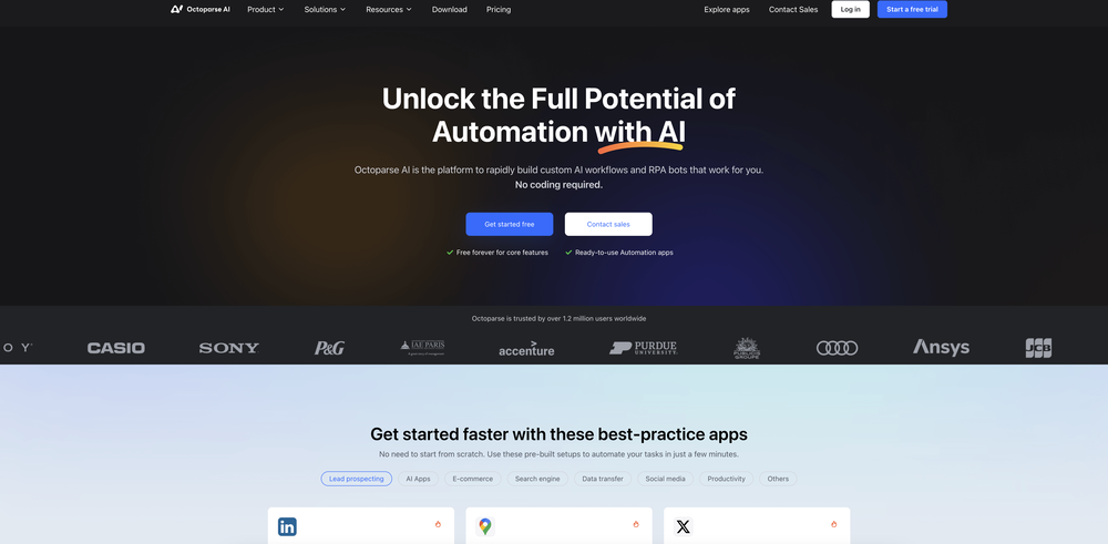 Octoparse AI website
