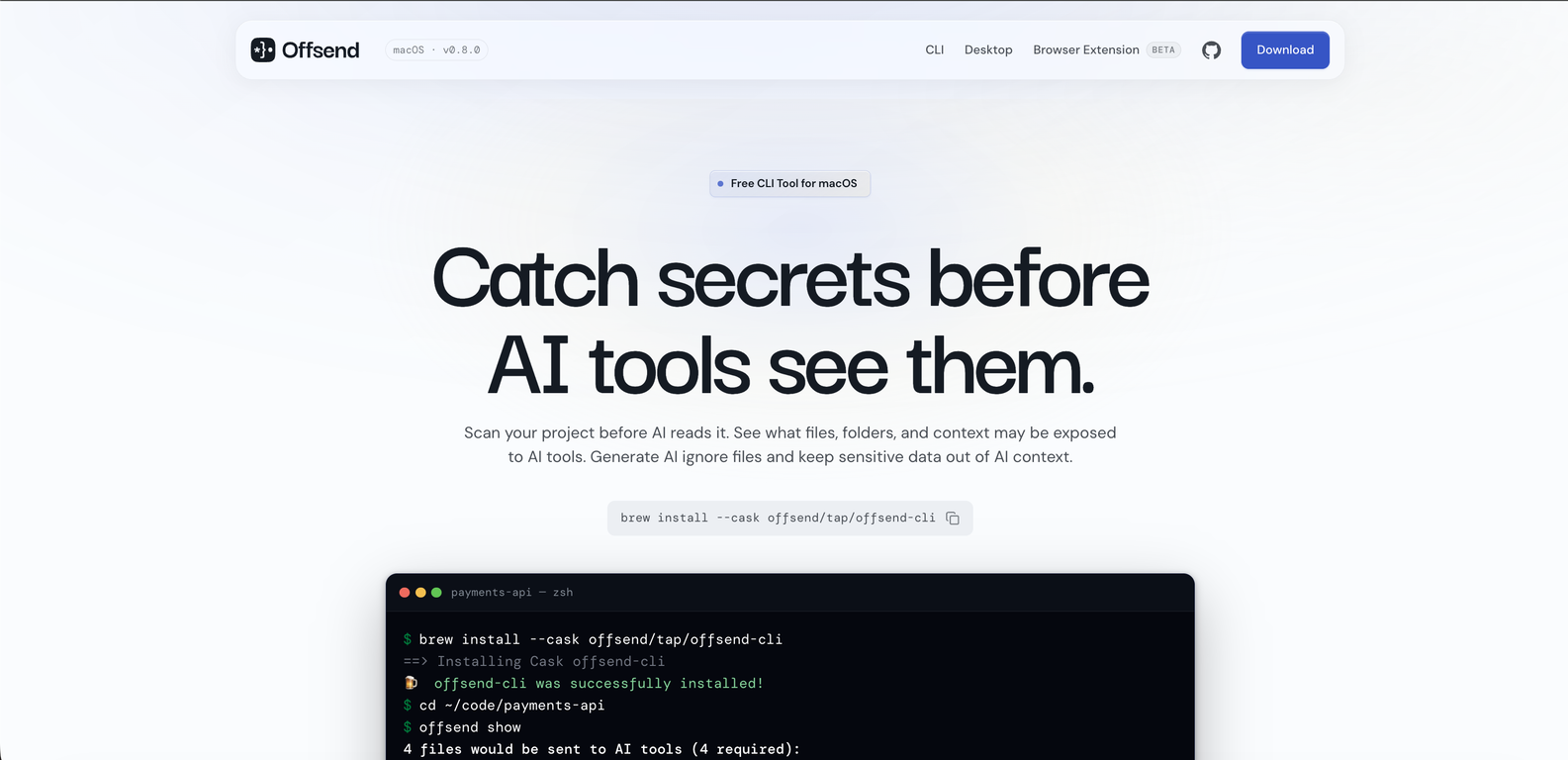 Offsend CLI website