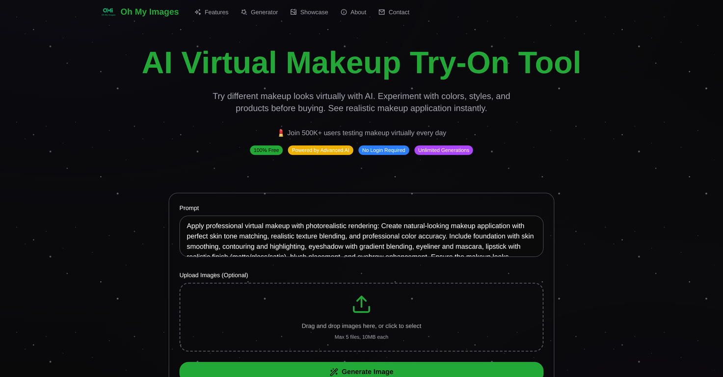 Oh My Images Virtual Makeup website