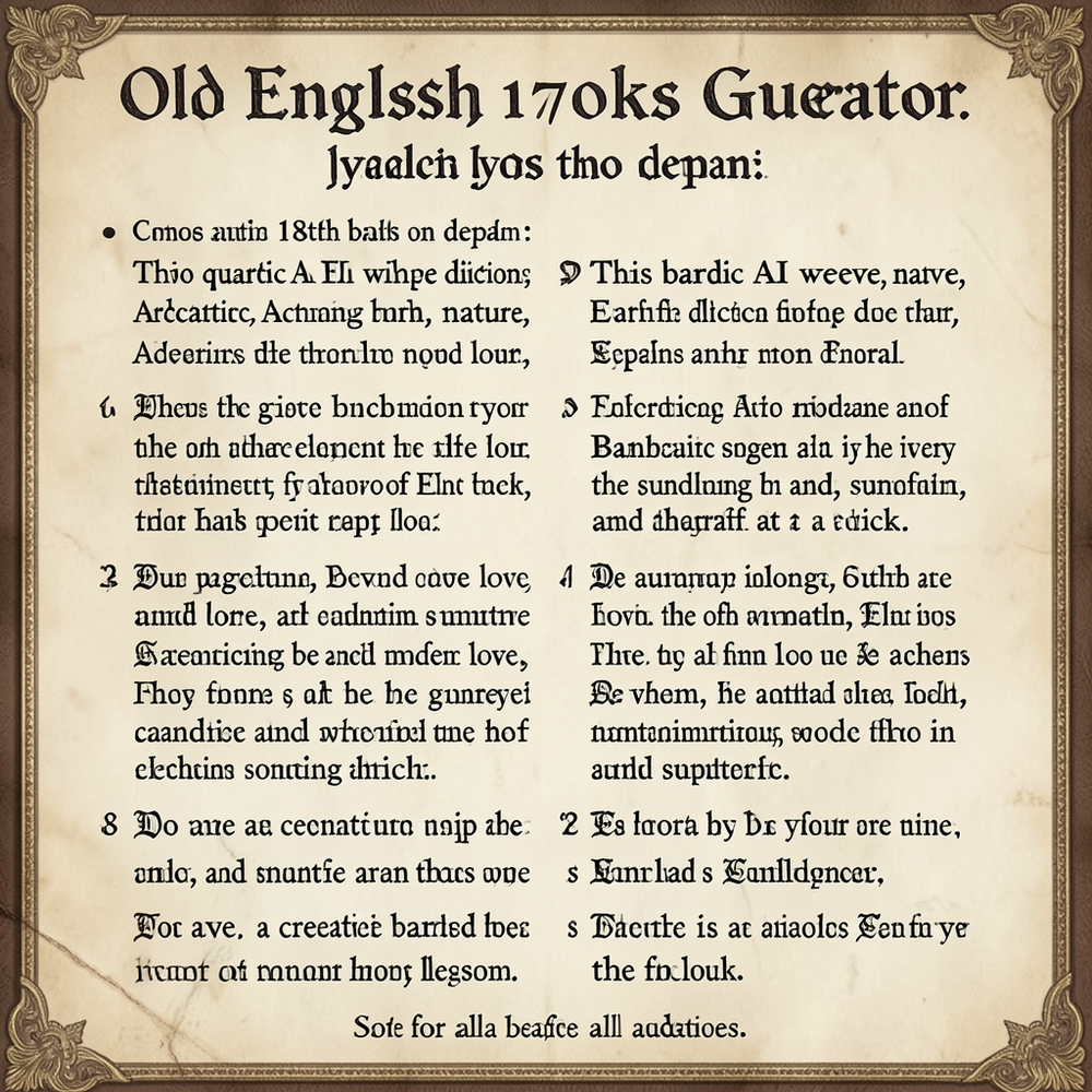 Old English 1700s lyrics Generator website