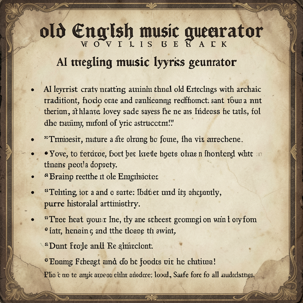 old English music lyrics generator website