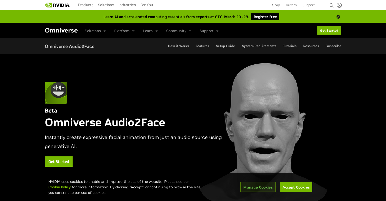 Omniverse Audio2Face website