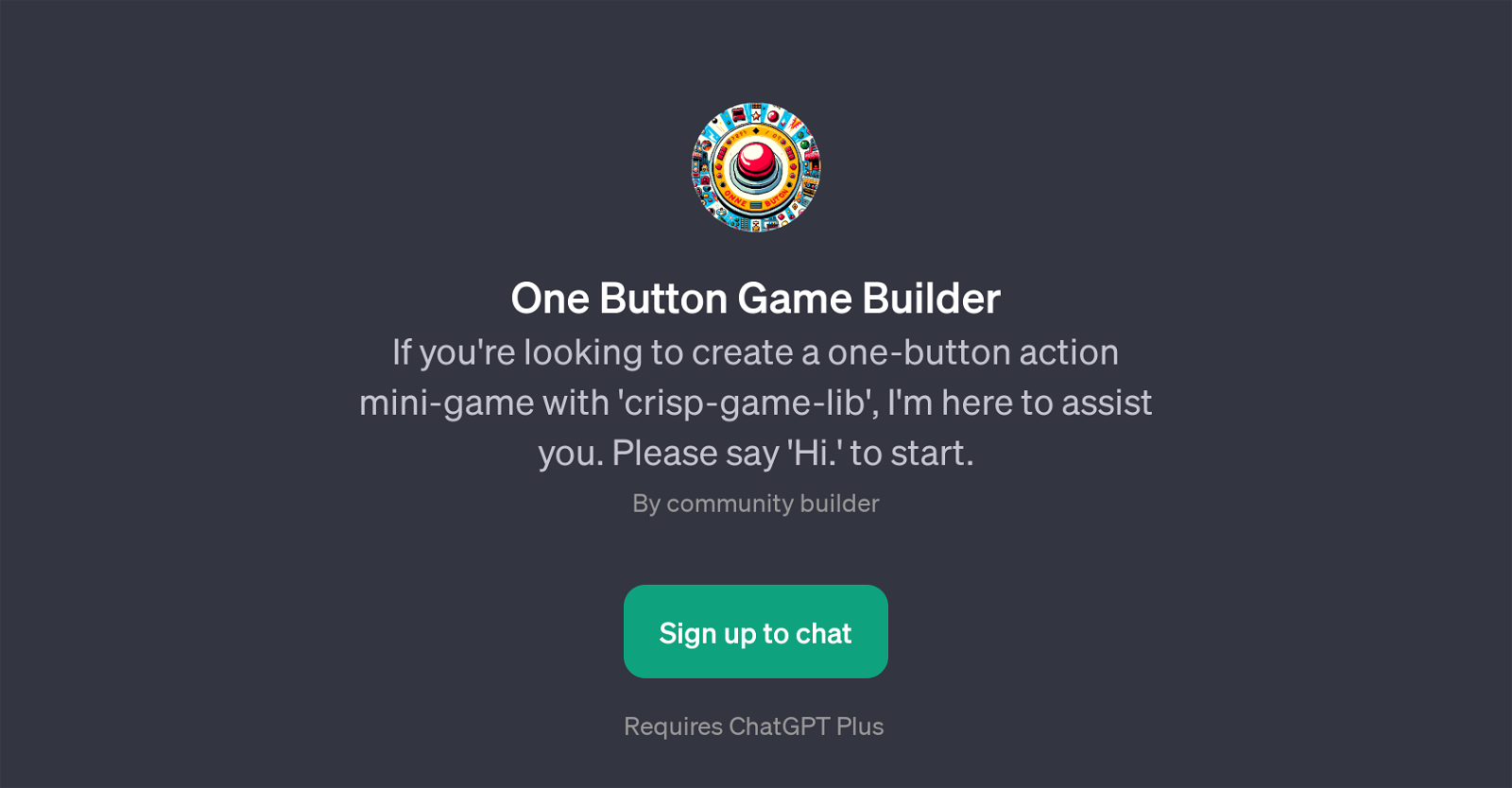 One Button Game Builder website