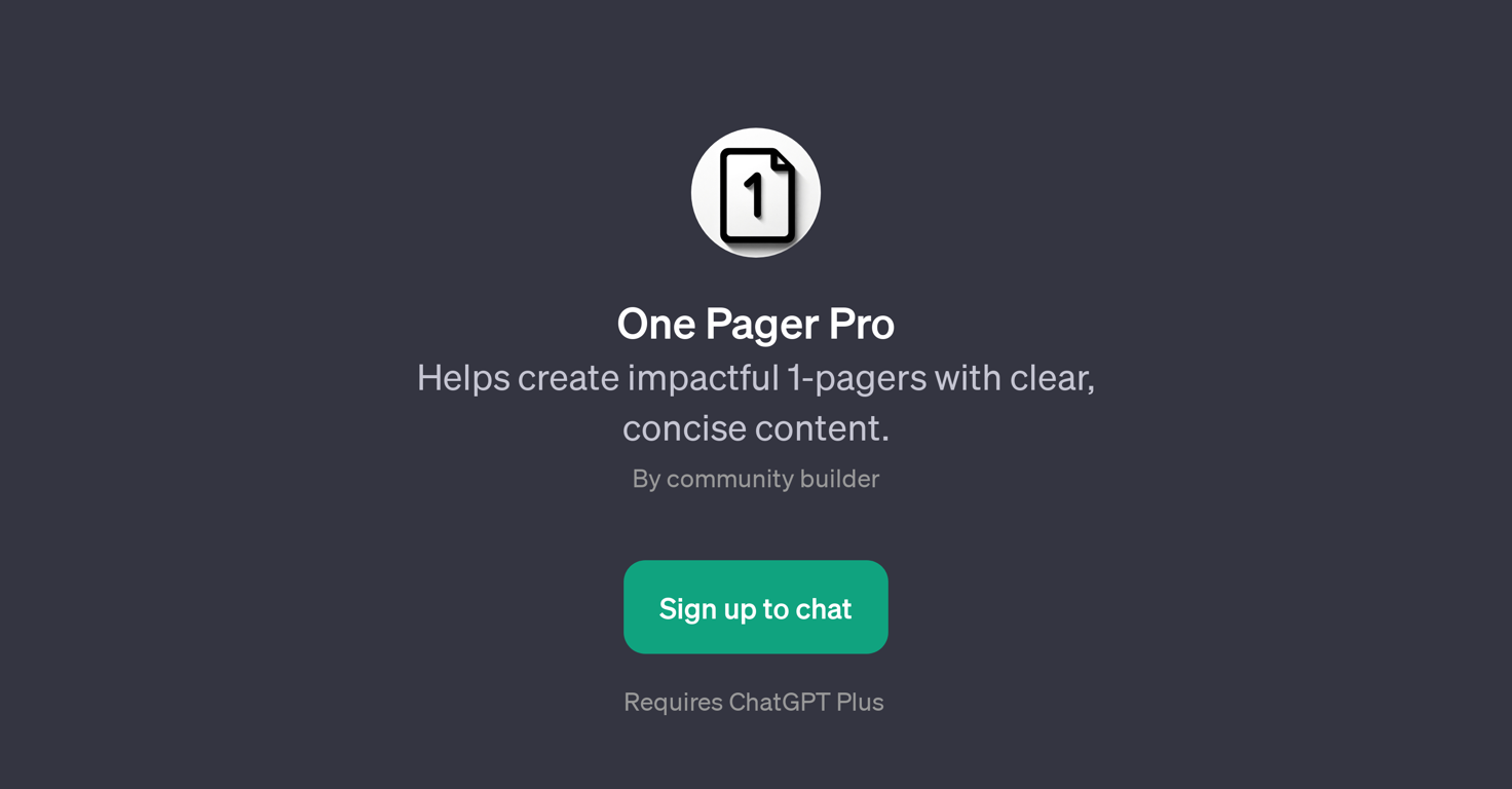 One Pager Pro website
