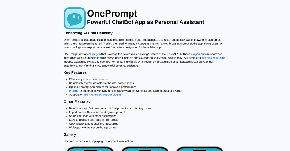 OnePrompt website