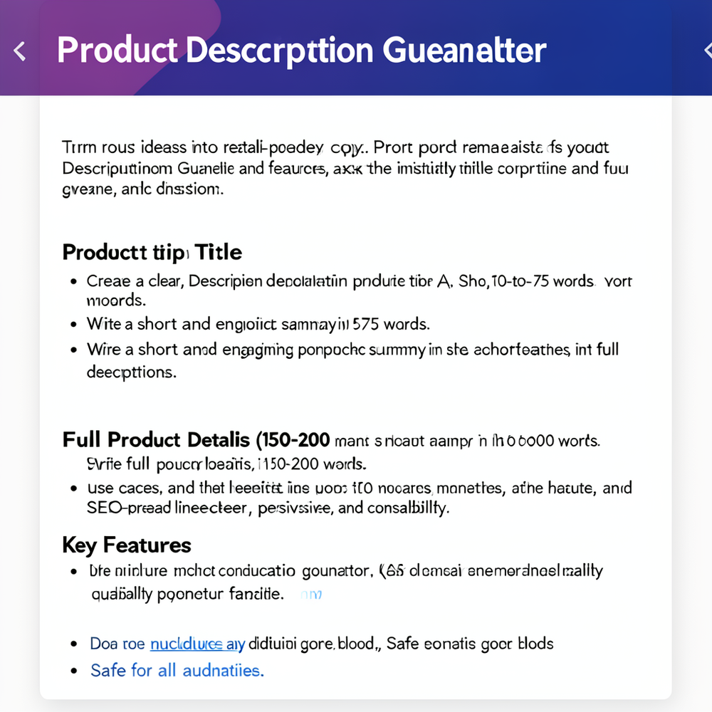 Product Description Generator website