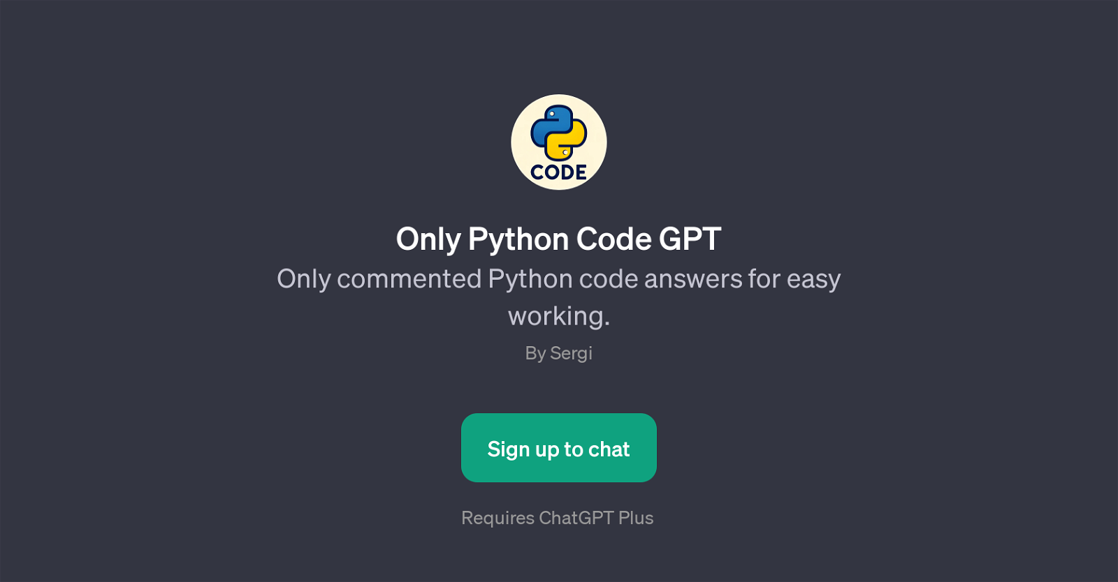 Only Python Code GPT website