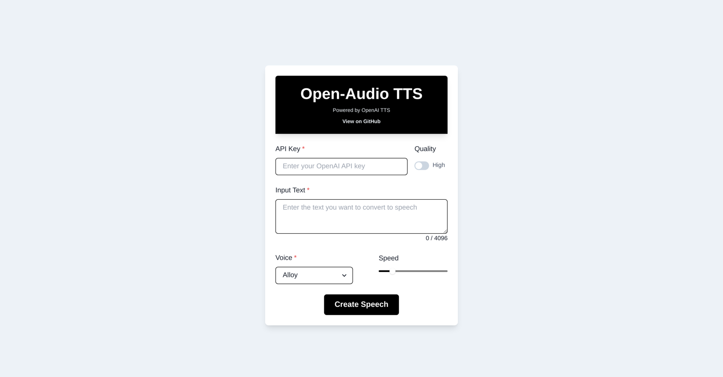 Open-Audio TTS website