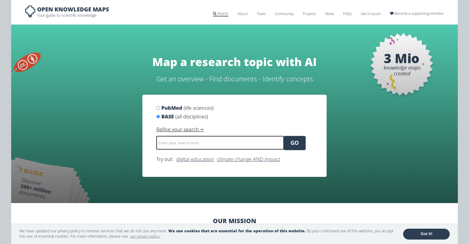 Open Knowledge Maps website