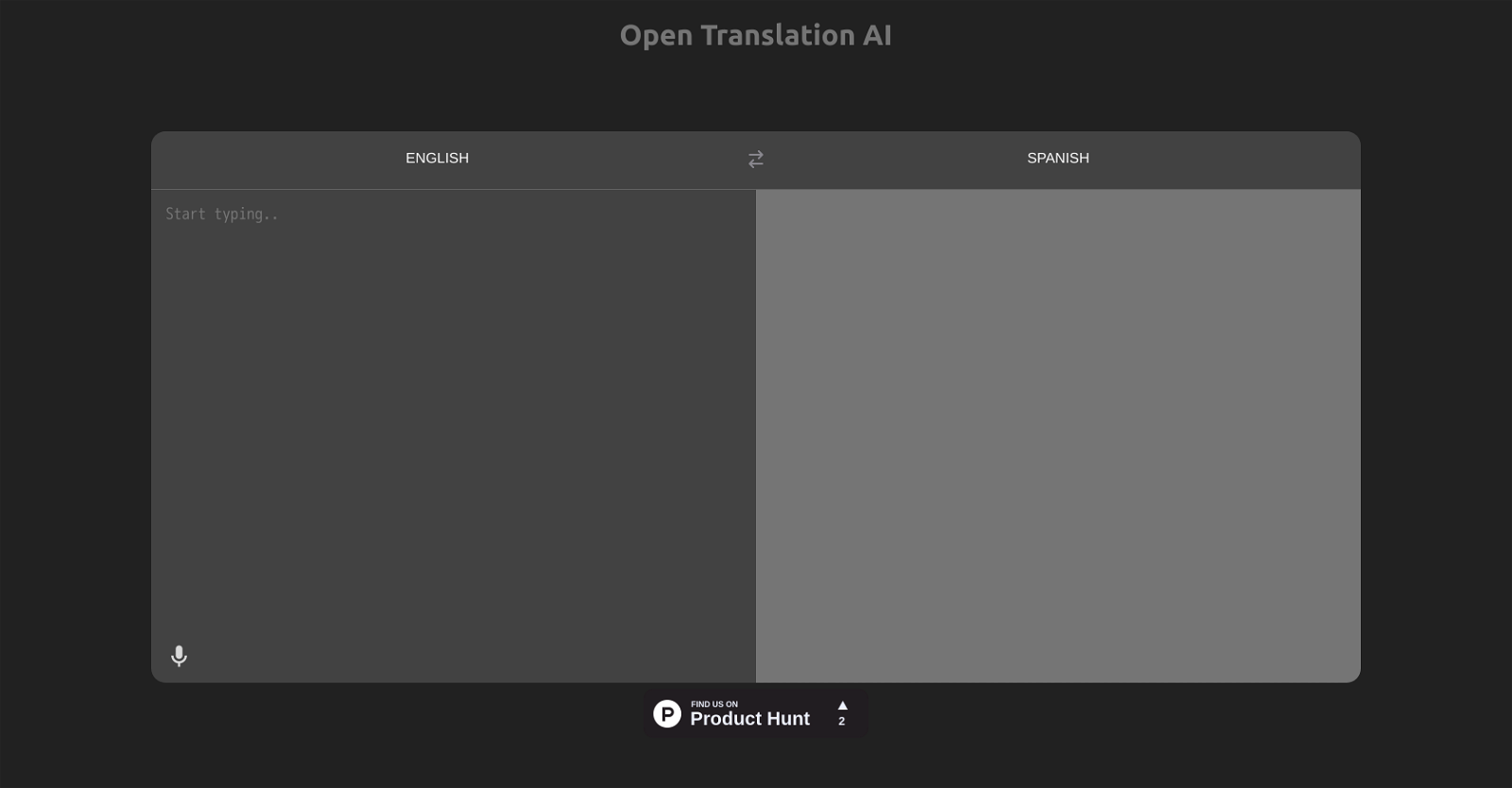 Open Translation AI website