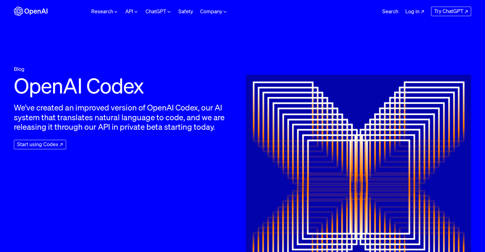 OpenAI Codex website