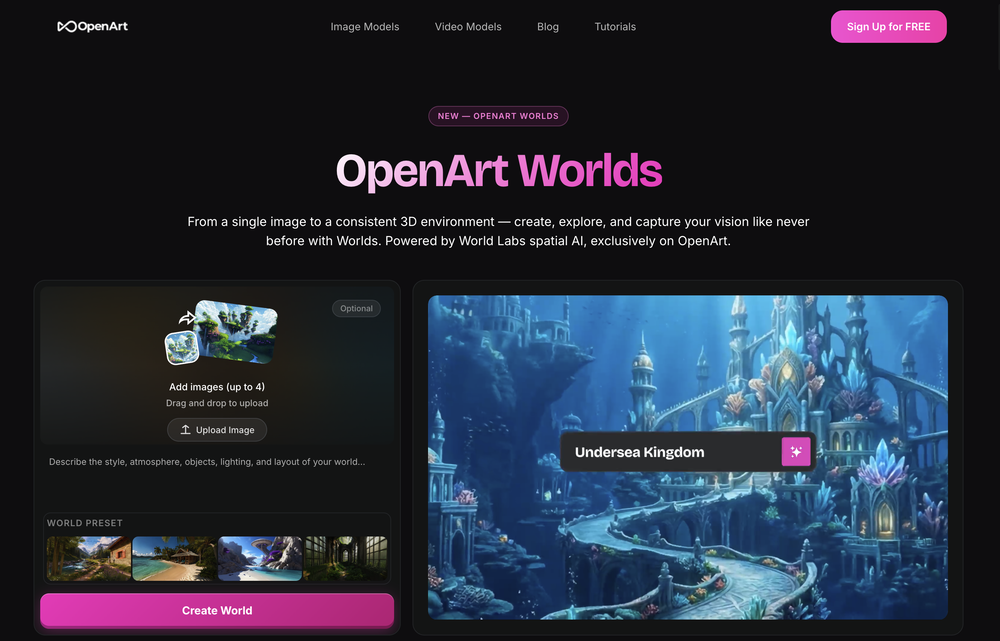 AI World Builder | OpenArt AI website