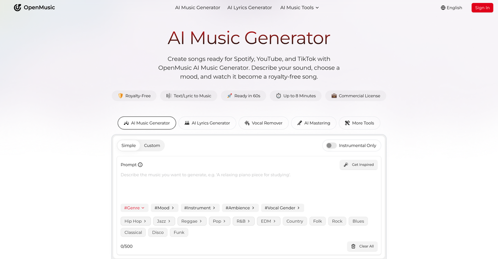 OpenMusic AI website