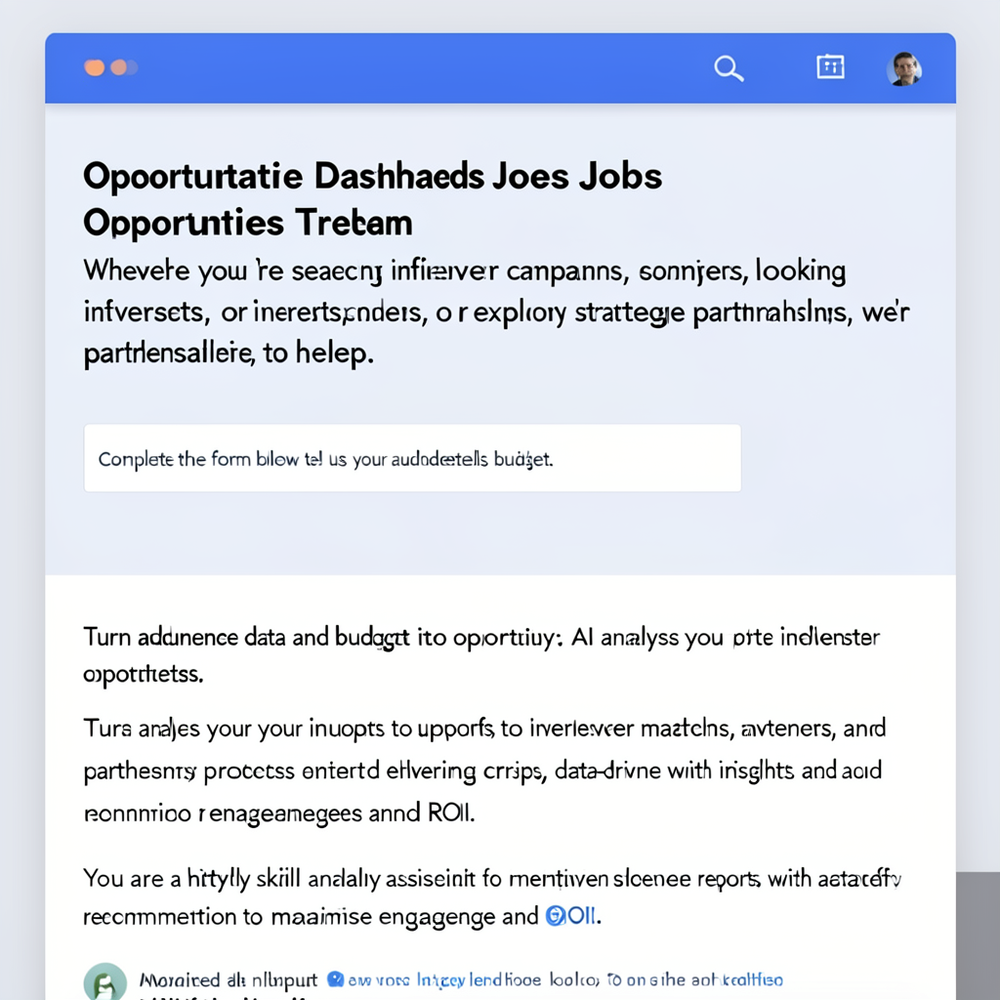 Opportunities Dashboard Jobs Analytics Team Opportunities Whether you’re seeking influencer campaigns, looking for investors, or exploring strategic partnerships, we’re here to help.  Complete the form below to let us know your audience details, budget, website