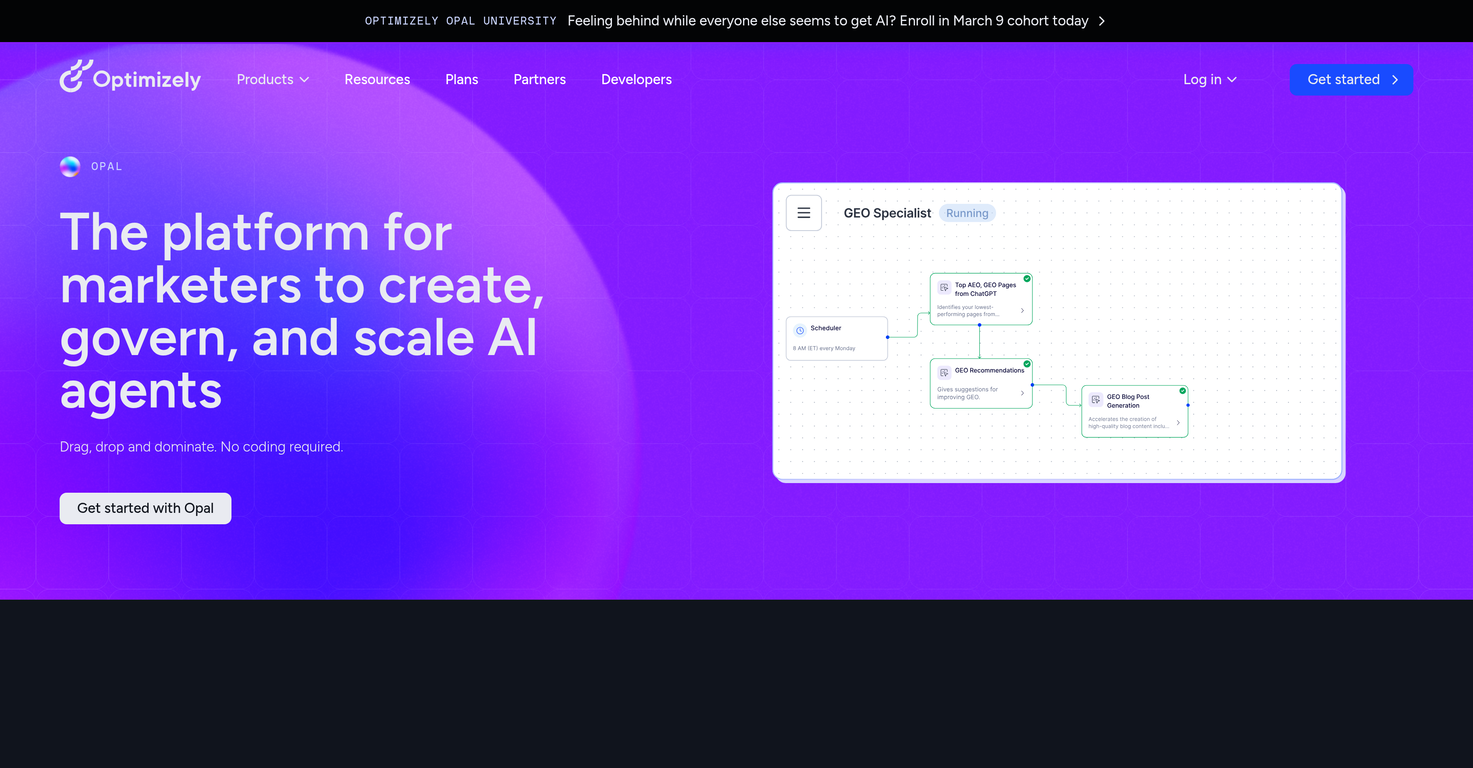 Optimizely Opal AI website