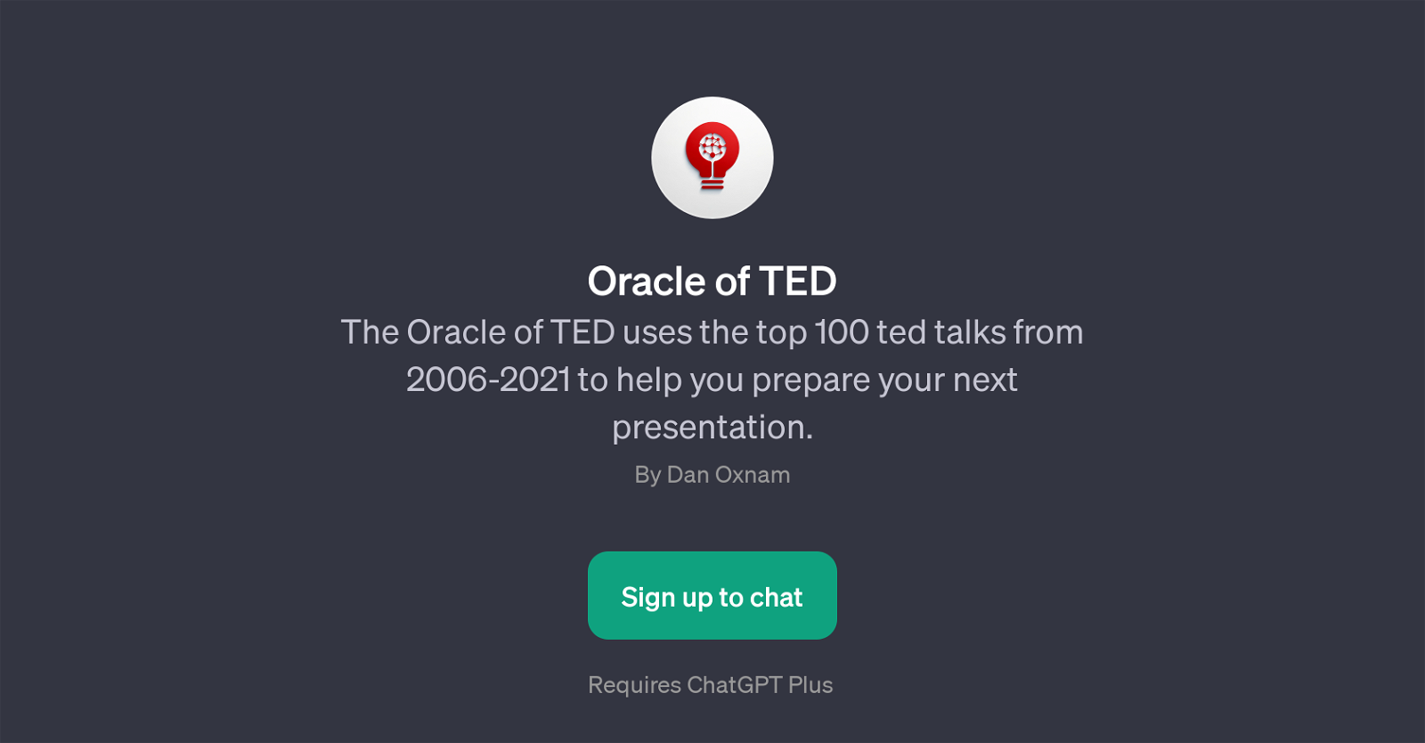 Oracle of TED website