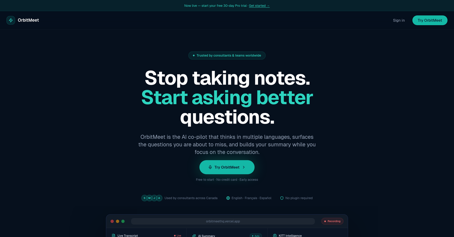 OrbitMeet website