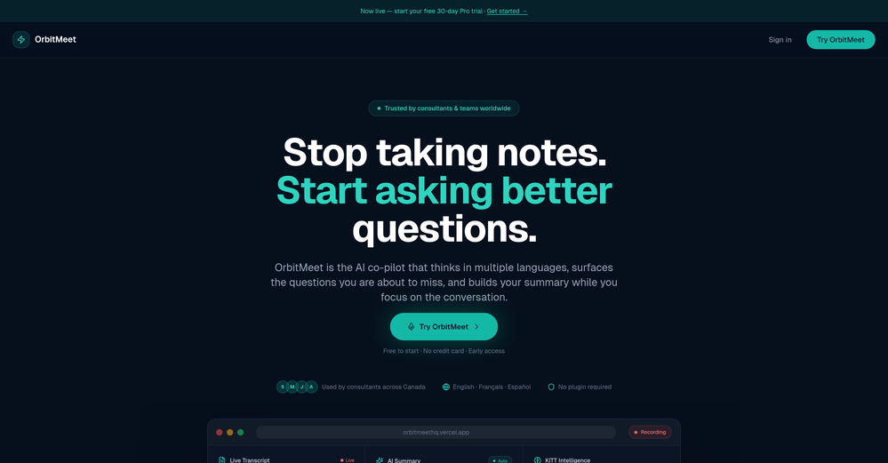 OrbitMeet website