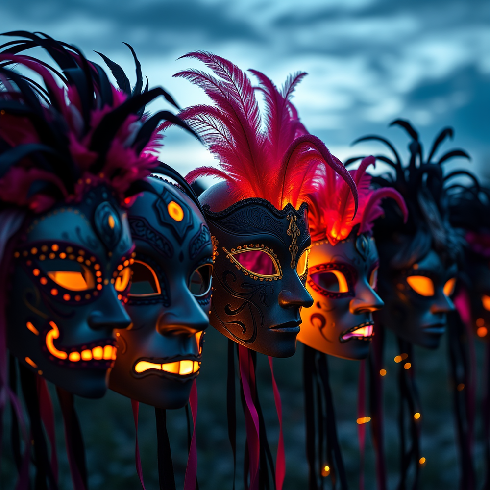 Ornate Carnival Masks In Twilight website