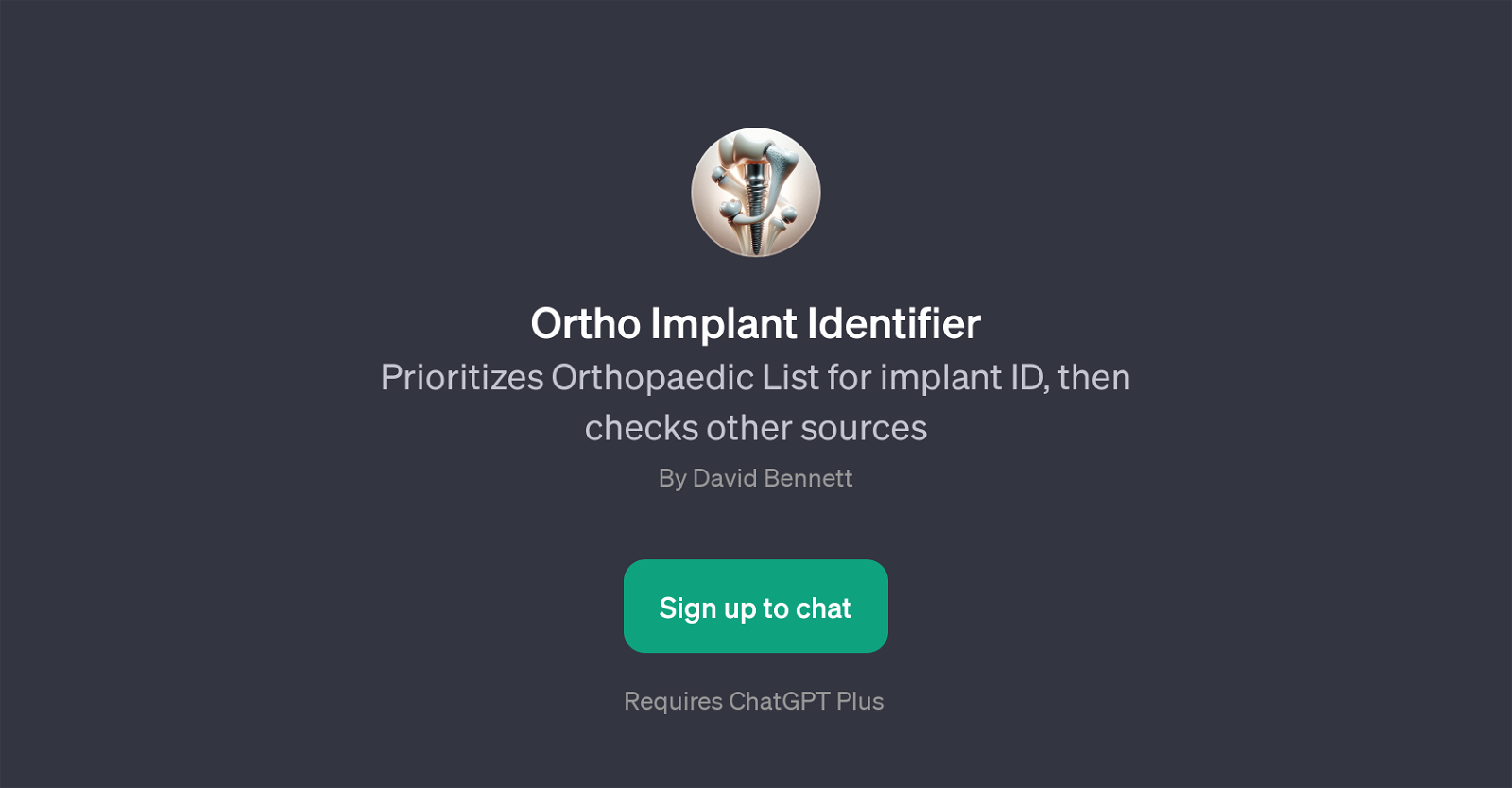 Ortho Implant Identifier website