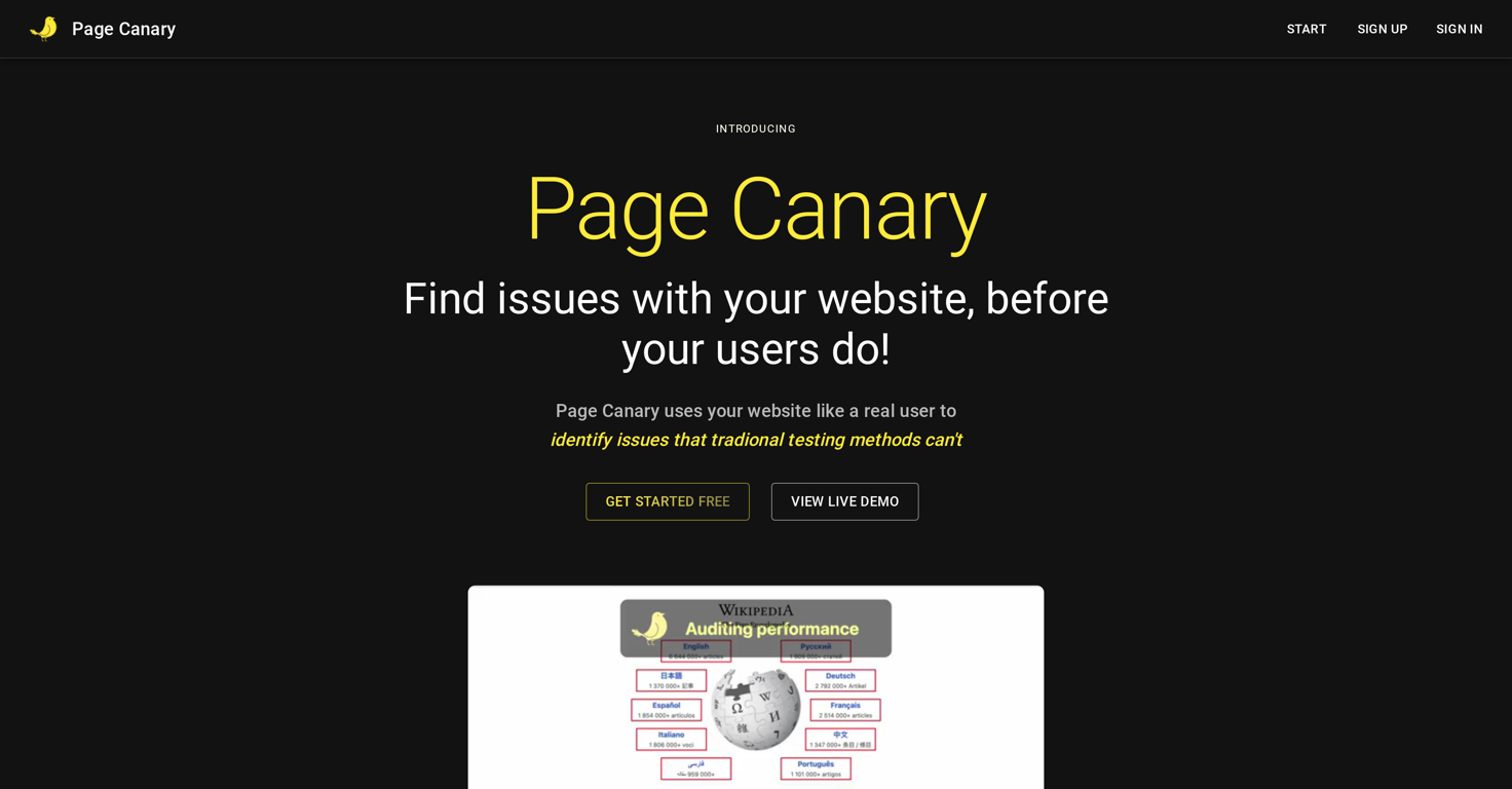 Page Canary website