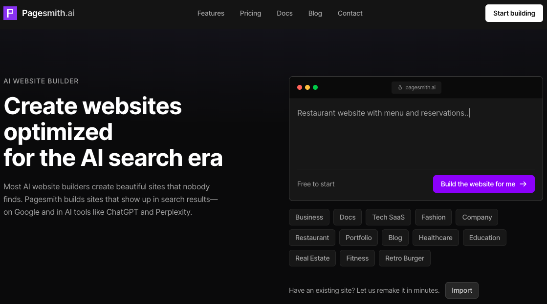 Pagesmith.ai website