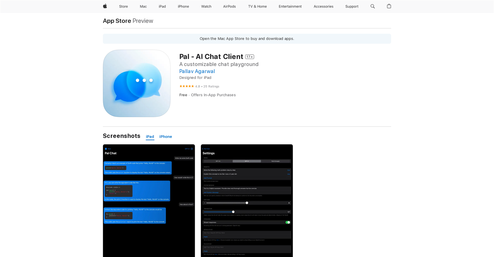 Pal - AI Chat Client website