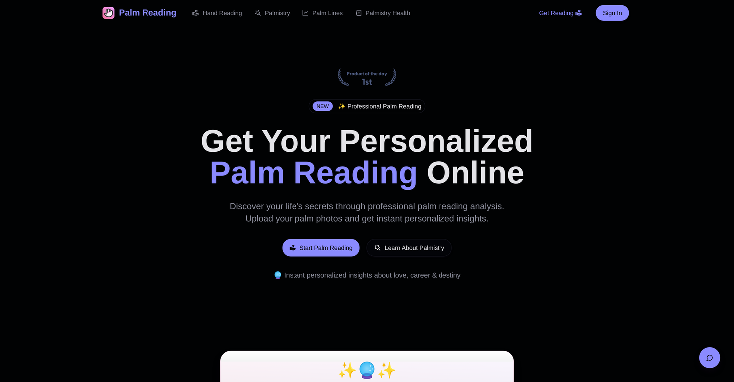 Palm Reading.app website