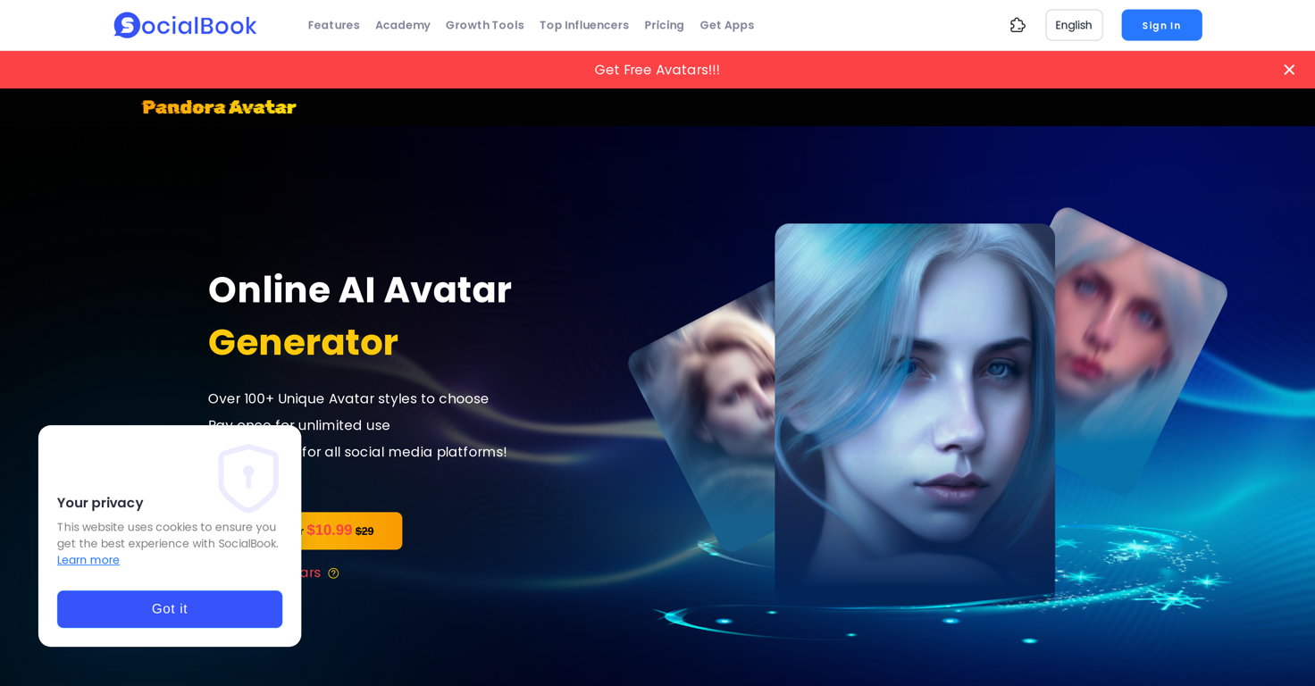 Pandora Avatars website
