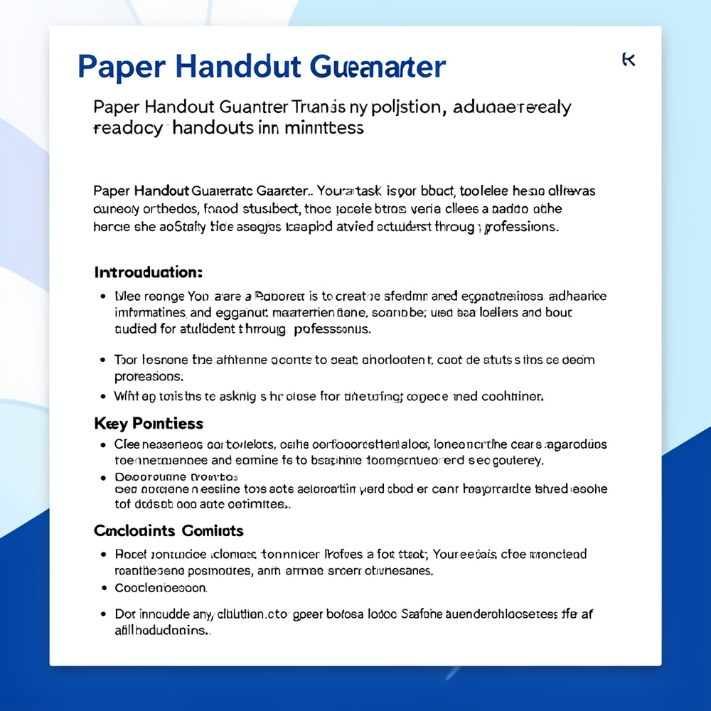 Paper Handout Generator website