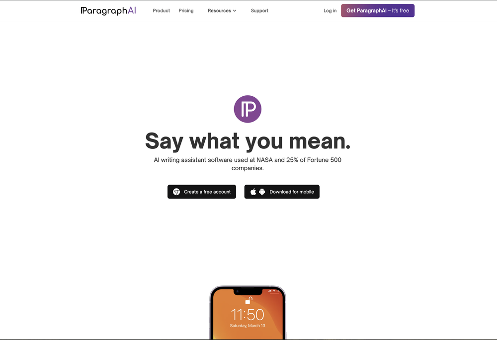 Paragraph AI website