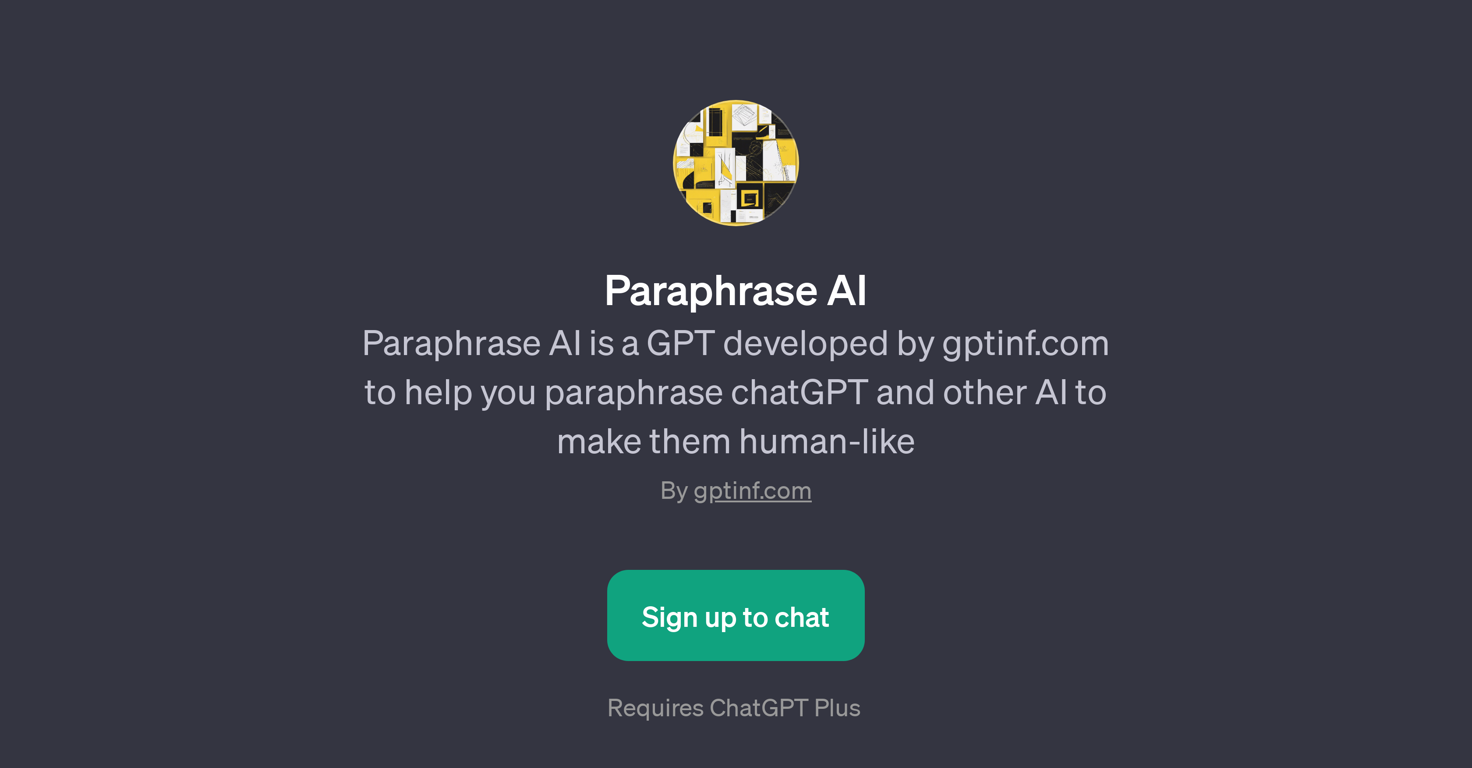 Paraphrase AI website