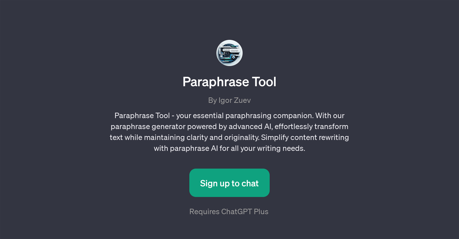 Paraphrase Tool website