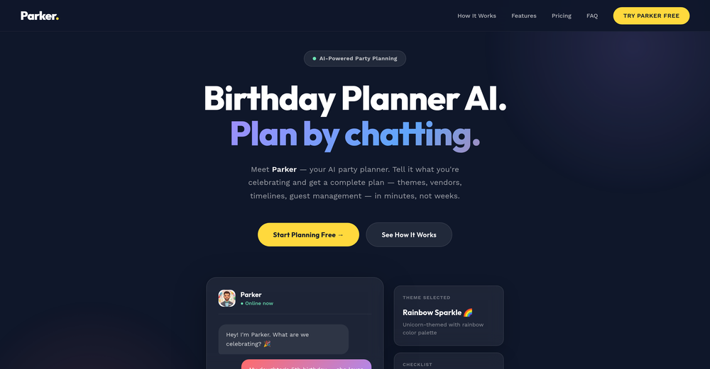 Parker - Birthday Planner website