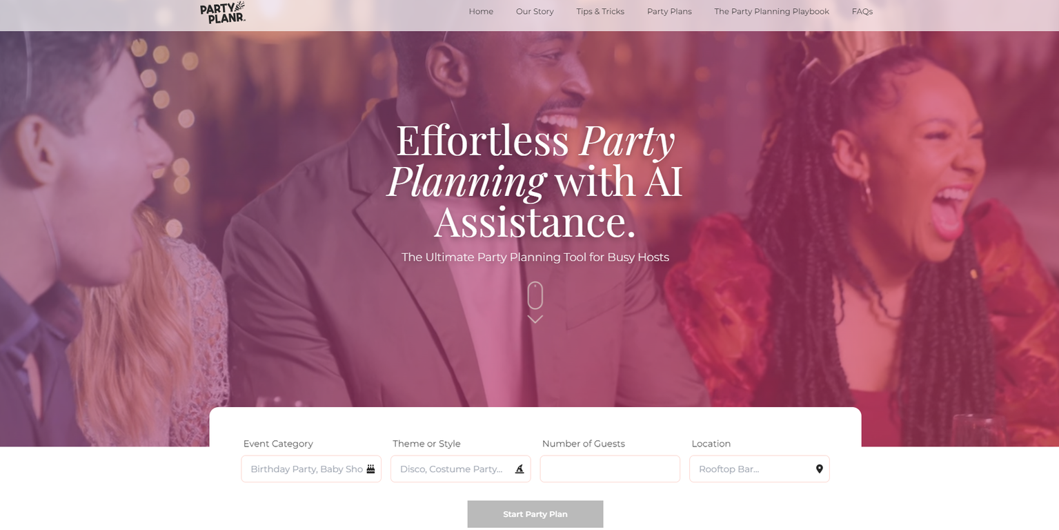 PartyPlanr website