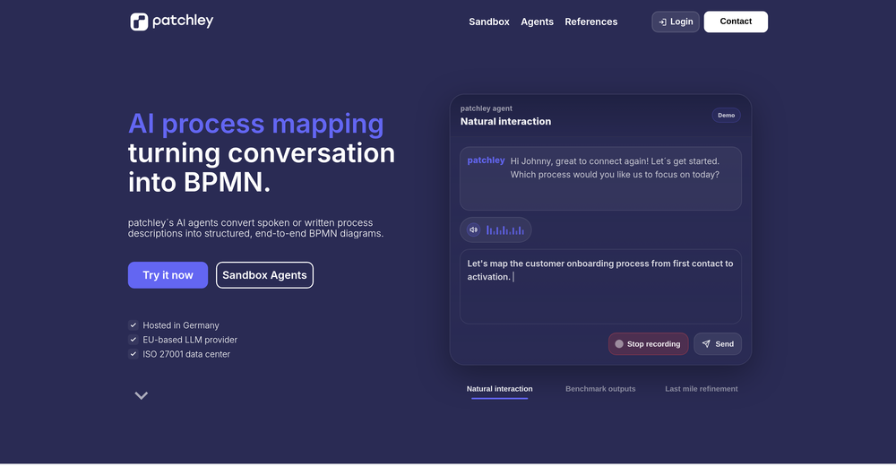 patchley | BPMN AI Generator website