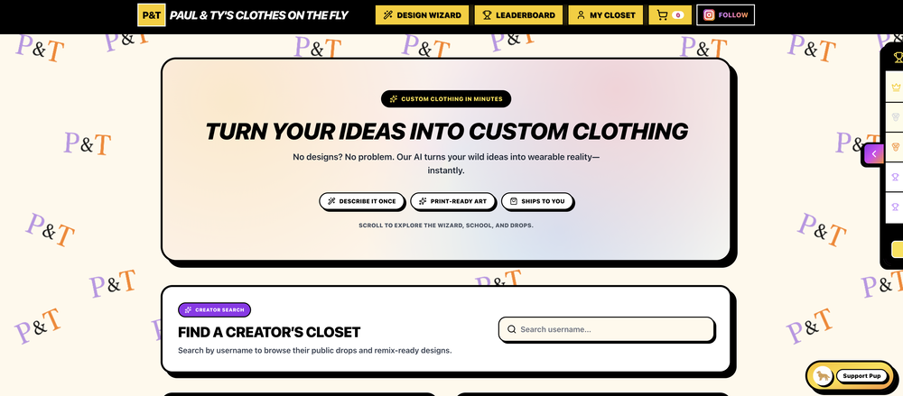 Paul & Ty's Clothes on the Fly website