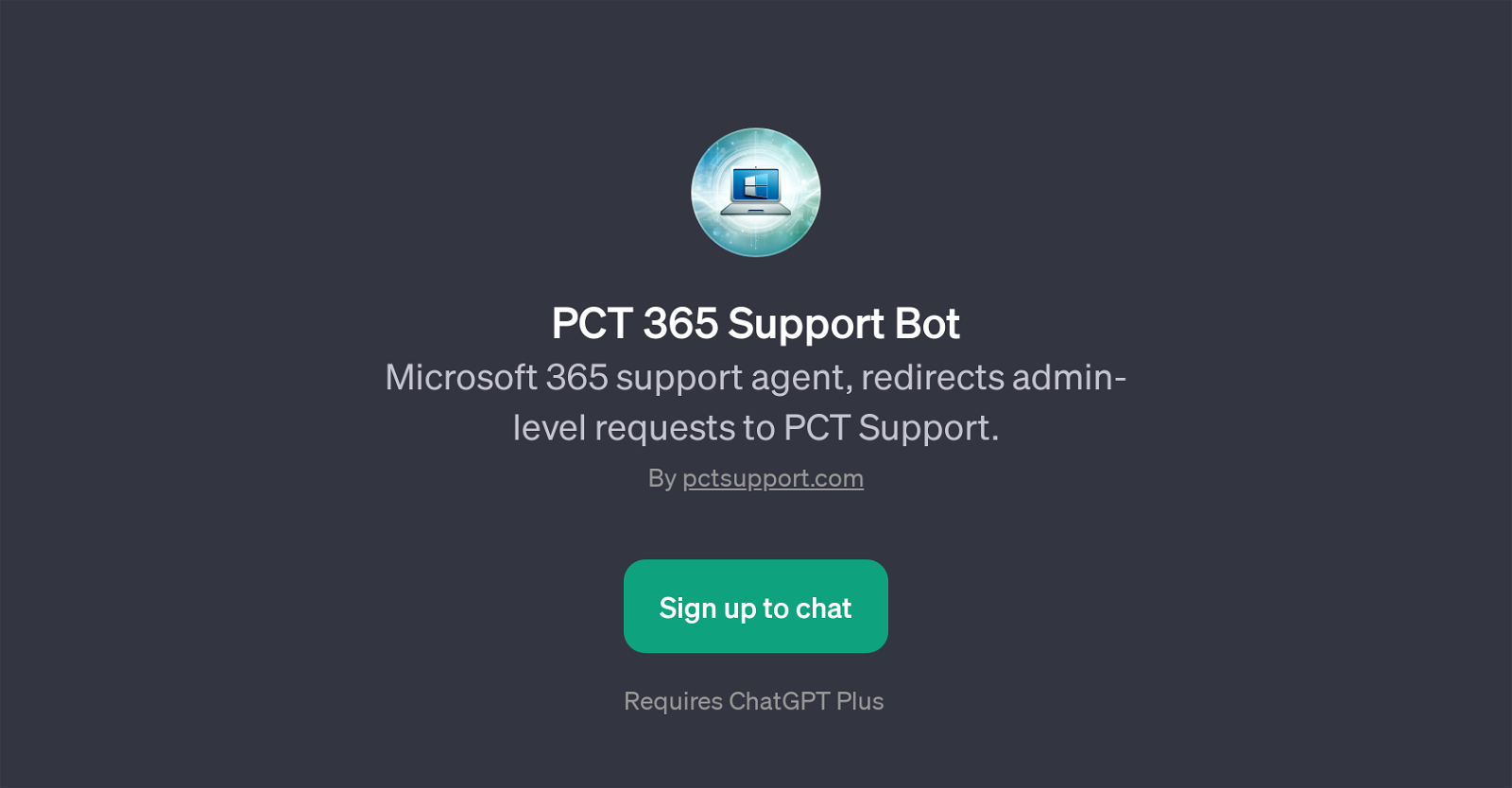 PCT 365 Support Bot website