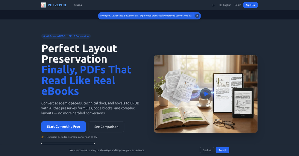 PDF2EPUB.ai website