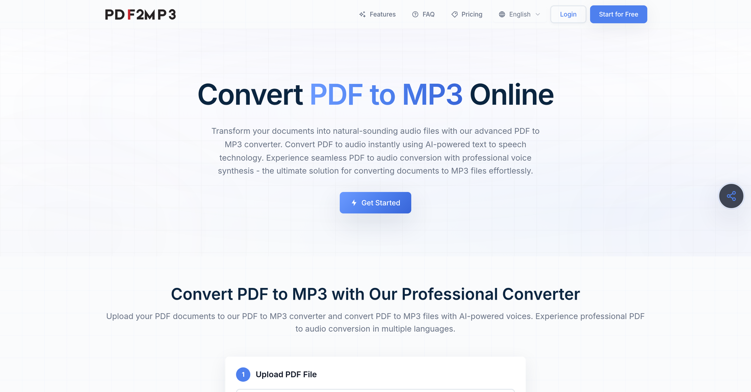 PDF2MP3 website
