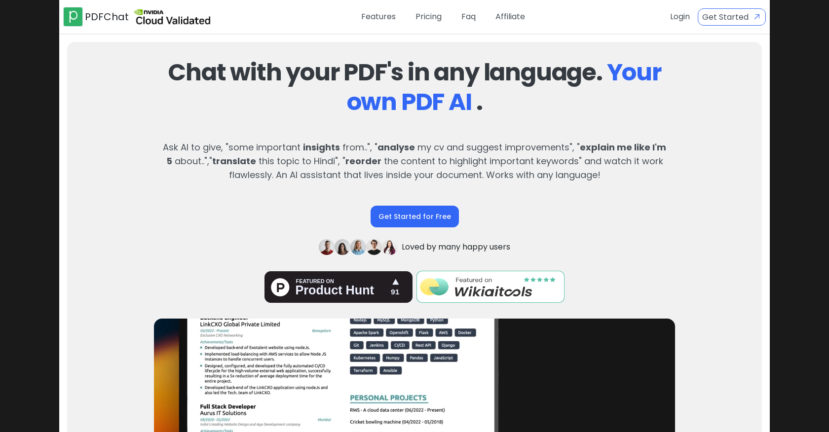 PDFChat website