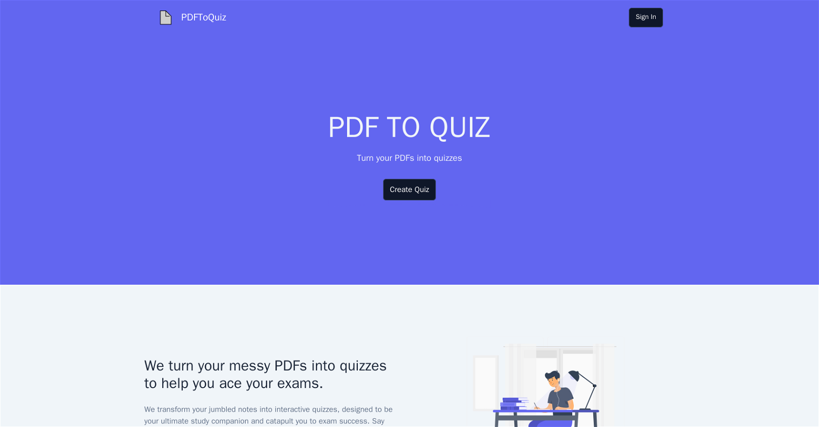PDFToQuiz website