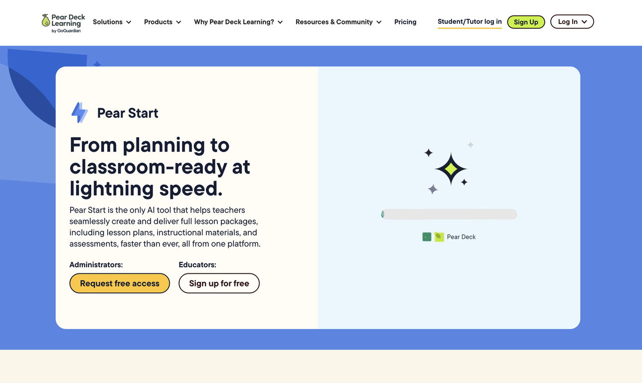Pear Start website
