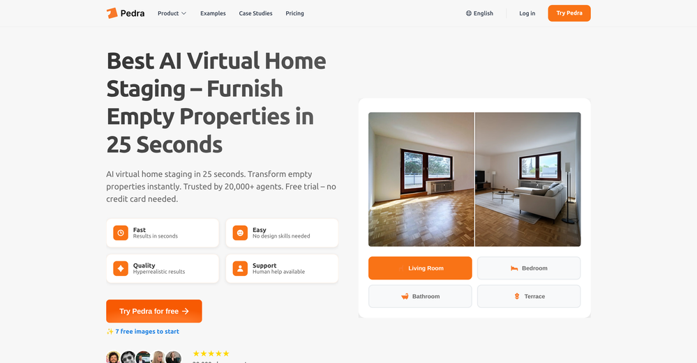 Pedra - AI Virtual Home Staging website