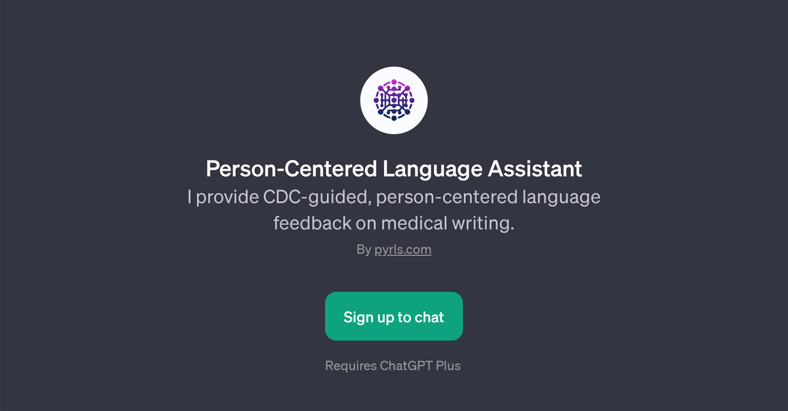Person-Centered Language Assistant website