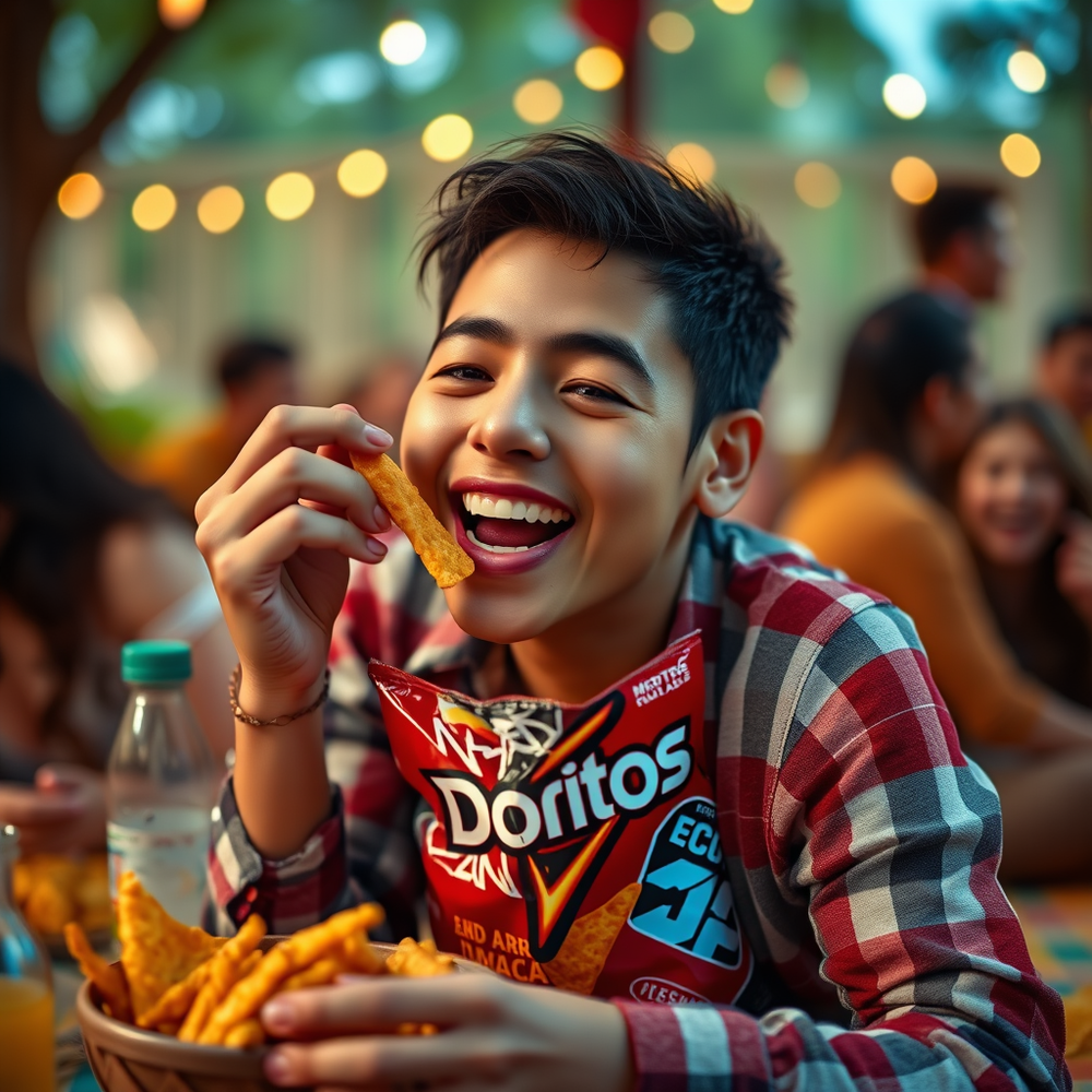 Person eats Doritos website