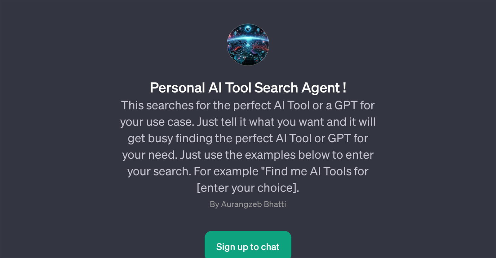 Personal AI Tool Search Agent website
