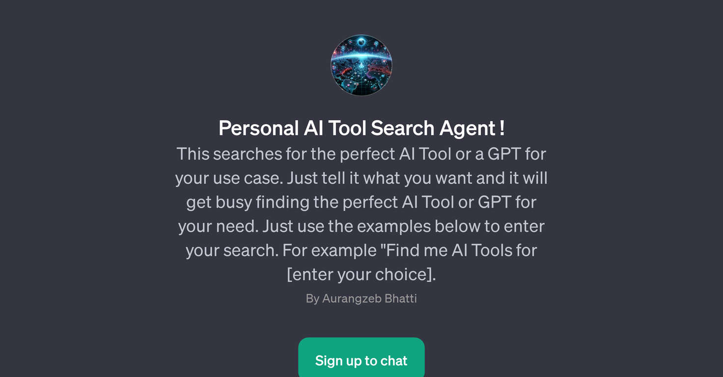 Personal AI Tool Search Agent website