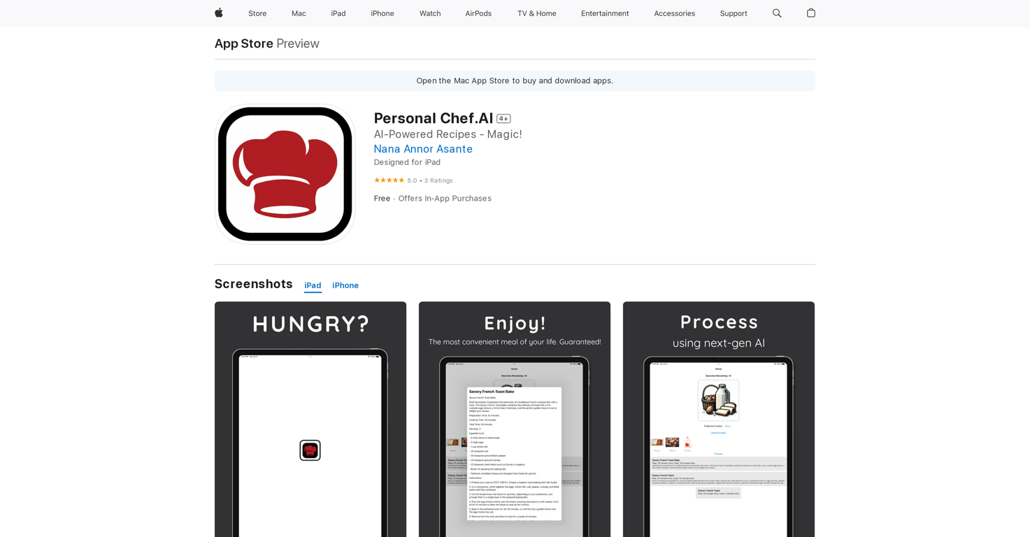 Personal Chef.AI website